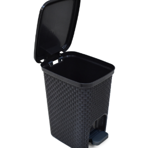 Lixeira rattan com pedal 7l preta